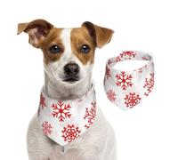 Red Snowflake White Christmas,Dog Bandanas Cotton Pet Scarf Adjustable Bibs for Pet,M