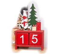 Red Snowman Block Calendar Wood Advent Christmas Countdown Desktop Decoration