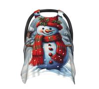 Red Snowman Scraf Baby Car Seat Canopy Cover, Multi Use Breathable Nursing Breastfeeding Covers for Mom Soft Stroller Sun Shade Newborn Shower Gift