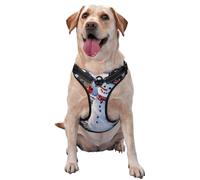 Red Snowman Scraf Printed quick release dog harness reflective pet vest with 2 quick release buckles 4 sizes XL ideal for outdoor walks and hikes