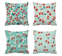 red Sofa Cushion Covers 55 x 55 Outdoor Cushions Set of 4, cherry Decorative Pillows Large Cushions, Velvet Cushion Cover Square Pillow Cases, for Bedroom Chair Garden, Home Decor, a-329