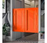 Red Solid Wood Doors Interior Half Waist Auto Close Design 135x90cm Kitchen Bar Fence with Hinges Perfect for Restaurant & Home Décor