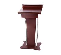 Red Solid Wood Podium with Baffle - Tilted Church Pulpit & Conference Lectern Easy Assembly Stand for Events Reception & Guest Speaking