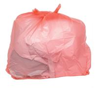 Red Soluble Strip Laundry Bags, Pack of 50 with Ties for Hygienic Linen Handling