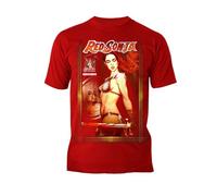 Red Sonja Jenny Frison Official Comic Cover T-Shirt for Men | Warrior Queen 50th Anniversary Unisex Tee Sorcery Gift | Graphic Collectors Merch | Fantasy Sword & - Red - Small