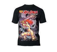 Red Sonja Jim Lee Comic Cover Unisex T-Shirt | Official She-Devil with a Sword Graphic Tee | Fantasy Warrior Queen Vintage Style Gift for Fans | Soft Cotton Collectible Geek - Black - Medium