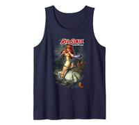Red Sonja Mark Silvestri Comic Cover She-Devil Warrior Woman Tank Top, Men, Navy Blue, X-Large