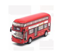 (Red) Sound & Light 1:50 Double-Decker London Bus Toy - Metal Pull-Back Model, 3+ - TOY7768