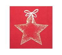 Red Sparkling Star Napkins - Disposable Christmas Tableware for Festive Parties & Holiday Entertaining, 25 x 25 cm, 20 Pack