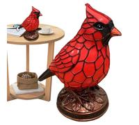 Red Sparrow Lamp Christmas, 6.7 Inches Sparrow Small Table Lamp, Handmade Resin Figurine Red Bird Night Light for Mantel Bedside Livingroom Bedroom Office Home Art Decoration, Birds Lover Gift