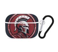 Red Spartan Helmet Airpod Pro Case AirPods 2 Case for Women Hard Shell Protective Cover with Carabiner Keychain Compatible with AirPods Case 2nd 1st Generation, Front LED Visible White