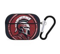 Red Spartan Helmet Airpod Pro Case AirPods 2 Case for Women Hard Shell Protective Cover with Carabiner Keychain Compatible with AirPods Case 2nd 1st Generation, Front LED Visible Black