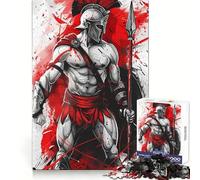Red Spartan Jigsaw Puzzles 1000 Pieces for Adults Strengthen Recall Calm Mind Quality Edge Warm Surprise (38x52cm)