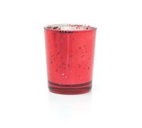 Red Speckled Tealight Holder | Red Mercury Effect Glass Tealight Holder | Glass Candle Holder Candle Pot