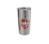 Red Spider Lily and Japanese Anime Retro Oni Samurai Mask Stainless Steel Insulated Tumbler