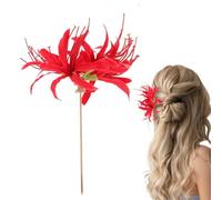 Red Spider Lily Chinese - Clip Elegant, Traditional Stick Ornament Asian Floral Hairpin for Cosplay Dance Photo Shoots, Outfits Girls Styling | Accessories Festival Cultural Wear