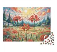Red Spider Lily Field 1000 Piece Jigsaw Puzzle Paper Jigsaw Puzzle for Adults Sunset Countryside Relax Gift Focus Home 70x50cm/1000pcs