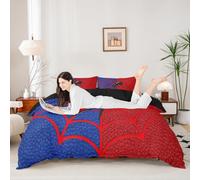 Red Spider Web Kids Duvet Cover Set King Size,Black Spider Arachnid Insect Animal Bedding Set,Boys Girls Women Men Room Decor,Halloween Gothic Trippy Noble Quilt Cover,2 Pillowcases(No Comforter)