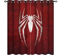 Red Spiderman Blackout Curtains Red Spiderman Print Pattern Eyelet Blackout Thermal Insulated & Room Darkening Window Drapes for Boys Girls Bedroom Living Room 2 Panels W117cm x D137cm