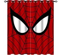 Red Spiderman Blackout Curtains Red Spiderman Print Pattern Eyelet Blackout Thermal Insulated & Room Darkening Window Drapes for Boys Girls Bedroom Living Room 2 Panels W50 x D140cm