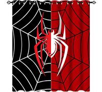 Red Spiderman Blackout Curtains Red Spiderman Print Pattern Eyelet Thermal Insulated Blackout Curtains for Bedroom Living Room Home Decor 2 Panels W117cm x D183cm