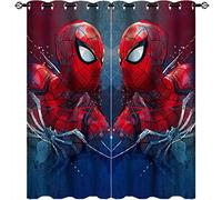Red Spiderman Blackout Curtains Red Spiderman Print Pattern Eyelet Thermal Insulated Darkening Curtains for Bedroom Living Room 2 Panels W50 x D140cm