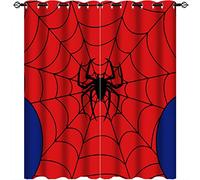 Red Spiderman Blackout Curtains Red Spiderman Print Pattern Eyelet Thermal Insulated Darkening Curtains for Bedroom Living Room 2 Panels W117cm x D229cm