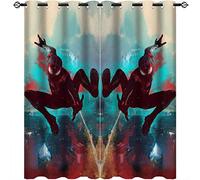 Red Spiderman Curtains Red Spiderman Print Pattern Eyelet Thermal Insulated Room Darkening Print Curtains for Bedroom Living Room 2 Panels W50 x D140cm