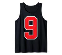 Red Sport Team Athletic Number #9 Tank Top