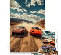 Red Sports Cars Desert Race 1000 Teenager Pieces Jigsaw Puzzle Memory Boost Calm Escape Pattern Assembly Warm Surprise (38x26cm)