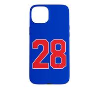 Red Sports Team Number #28 Fan Case for iPhone 15 Plus