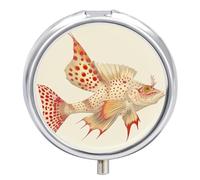 Red Spotted Fish Pill Box Cute Medicine Organizer Travel Pillbox Waterproof Portable Pill Container Holder to Hold Vitamins Medication Fish Oil and Supplements