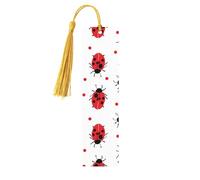 Red-Spotted Ladybug Unique Double-Sided Artwork Printed Wooden Bookmarks, Artistic Book Accessories Birthday Presents for Men Women Presents for Book Lovers