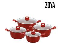 (Red) SQ Professional Zoya 8pc Non-Stick Aluminum Cookware Set