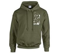 Red Squirrel Carp fishing Clothing Hoody, Leaping carp in olive green (XXX LARGE)