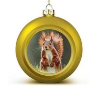 Red Squirrel Christmas Ball Ornaments 2.4 Inch, Shatterproof Plastic Xmas Balls Funny Christmas Tree Ornaments Hanging Balls for Holiday Party Home Decor, 4PCS