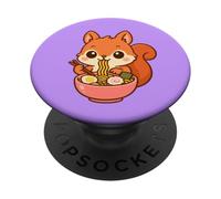 Red Squirrel Eating Ramen Noodles Kawaii Cute Funny PopSockets Adhesive PopGrip