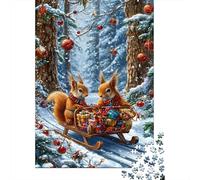 Red Squirrel Forest 1000 Piece Jigsaw Puzzle Paper for Adults Winter Scene Jigsaw Puzzle Game Relaxation Gift Home Family Focus 70x50cm/1000pcs