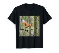 Red Squirrel Forest Leap Woodland Wildlife Design T-Shirt