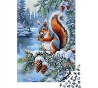 Red Squirrel Forest Scene 1000 Piece Jigsaw Puzzle Jigsaw Puzzle for Adults Winter Landscape Paper Puzzle for Family Relaxation Focus Home Decor Gift 38x26cm/1000pcs