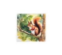 Red Squirrel Hot Pot Stand Trivet - British Wildlife Art Glassware Gift/Present - Kitchen Chopping/Cutting Board Worktop Protector with Non-Slip Feet 20cm x 20cm (8" x 8")