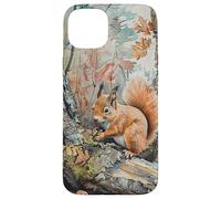 Red Squirrel in a Wood Case for iPhone 15 Plus