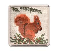 RED SQUIRREL MAGNET CROSS STITCH KIT BY TEXTILE HERITAGE