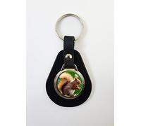 Red Squirrel On A Leather Key Fob Keyring Ideal Birthday Gift N75