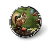 Red Squirrel on Small Green hill Button Pin Personalized Metal Lapel Pins Badges Classic Round Brooch Pin Novelty Unique Enamel Pins Cute Funny Pinback Button Badge for Jackets Backpacks Bags Coat