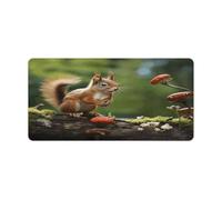 Red Squirrel on Small Green Hill Desk Mat Large Office Desk Pad Protector Waterproof Computer Mouse Pad Non-Slip Laptop Desk Protector Desk Blotter Rubber Keyboard Mat for Office Home 12" X 24"