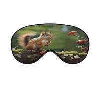 Red Squirrel on Small Green Hill Eye Mask with Adjustable Strap Soft Breathable Sleep Mask for Home Office Travel Airplane Light Blocking Comfortable Eye Covers for Women Men