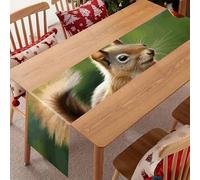 Red Squirrel on Small Green Hill Table Runner 12.99 X 70.87 Inch Reusable Table Decoration Indoor Outdoor Decorative Table Runners for Kitchen Dining Room Wedding Birthday Holiday Home Party