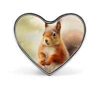 Red Squirrel Painting Funny Lapel Pins Heart Button Brooch Badge Pin Hat Clothes Bag Jewelry for Men Women