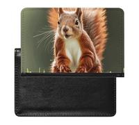 Red Squirrel Passport Holder with 3 Card Slots, Portable PU Leather Travel Wallet, Slim Protective Cover for Passport, ID, Credit Cards